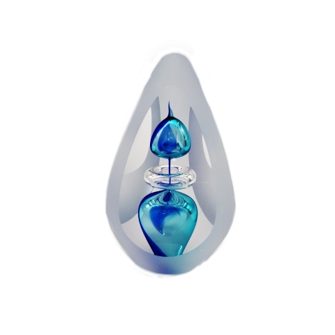 Transparante blauwe Urn met luchtbellen 70 ml